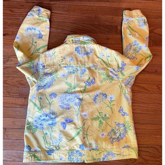Appleseed Yellow Floral Vintage Womens Jacket XL Lavender Butterfly Cotton - Picture 8 of 9